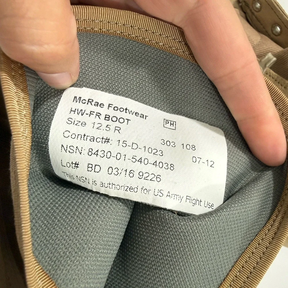 NEW McRae Footwear HW-FR Mens Army HOT Weather Desert Boots Vibram Size 12.5R